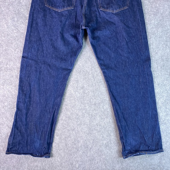 Levis 501 Jeans Mens 42x32 Blue Denim Straight Leg Button Fly Dark Wash - Picture 13 of 14